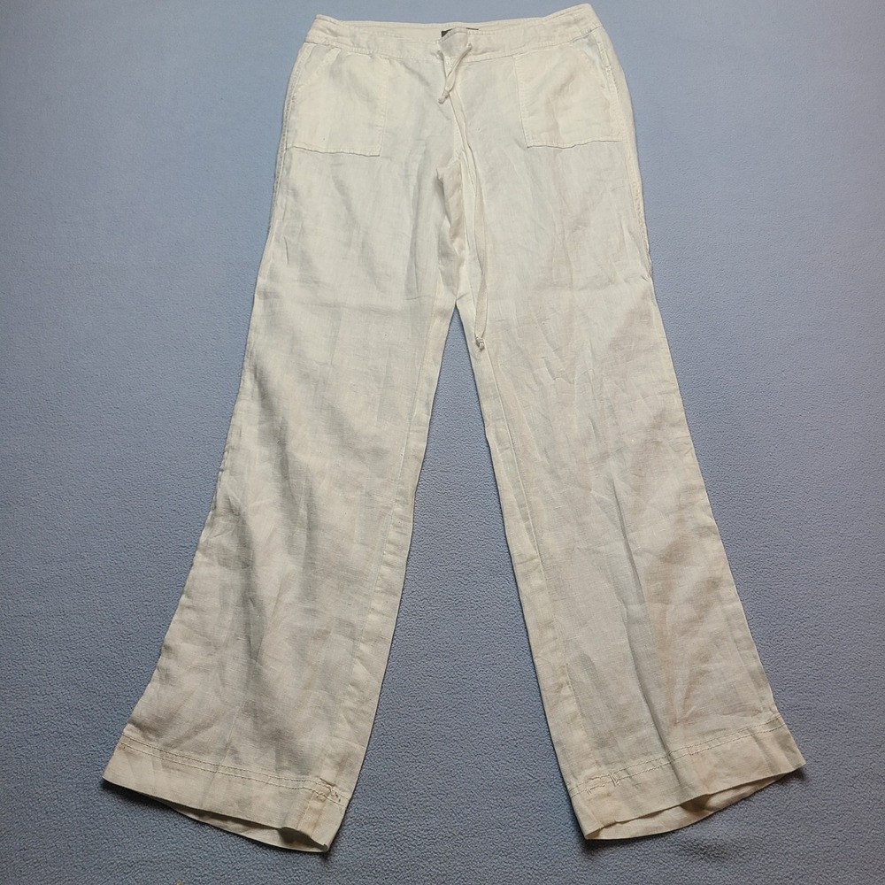 Michael Stars Linen Wide Leg Pants Womens XS White Excellent Drawstring